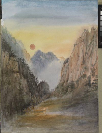 Sol cor-de-rosa (ouro) Montanhas amarelas, 2015 (aguarela sobre papel) de Christian Furr