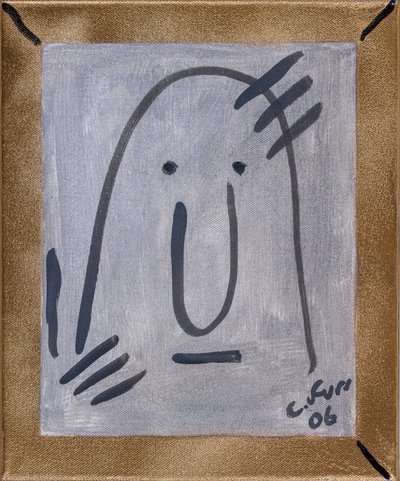 Lembrar-me da minha própria existência II 2006 (óleo e spray dourado sobre tela) de Christian Furr