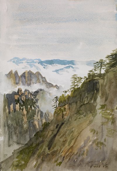 Pinheiros da Montanha Amarela, Huangshan, 2015 (aguarela sobre papel) de Christian Furr
