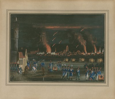 Bombardeio de Frankfurt am Main pelo exército francês, 13 de julho de 1796 de Christian Georg Schütz the Younger