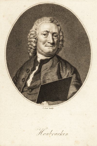 Retrato oval de Arnold Houbracken, pintor holandês e biógrafo de pintores holandeses da Idade de Ouro de Christian Josi