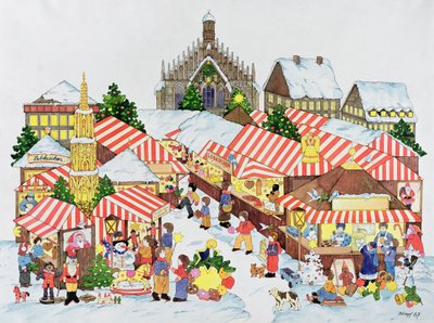 Christkindlmarket, Nuernberg, 1987 (wc no papel) de Christian Kaempf