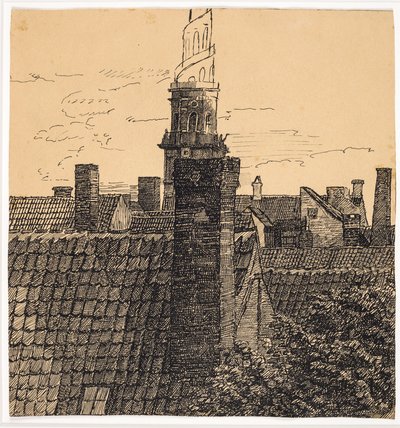 Vista sobre telhados em direção a Frelsers Kirke de Christian Kongstad Petersen