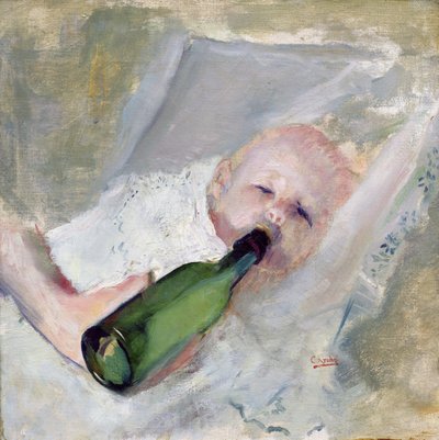 Bebê com mamadeira (óleo sobre tela) de Christian Krohg