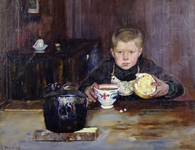 Menino errado a beber café de Christian Krohg