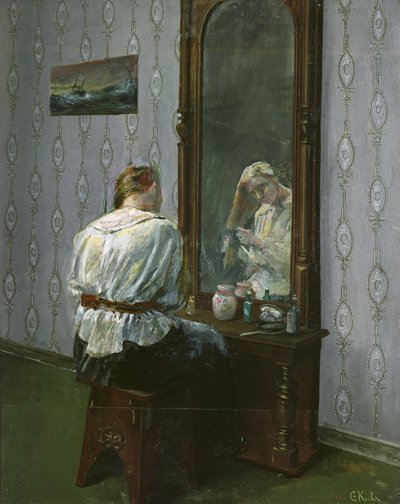Em frente ao espelho (óleo sobre tela) de Christian Krohg