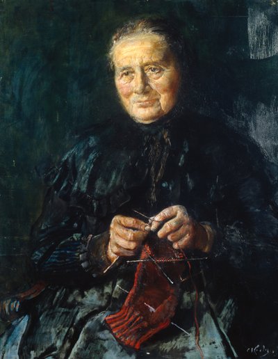 Mulher tricotando (pintura) de Christian Krohg