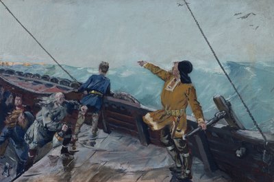 Leiv Eiriksson descobre a América de Christian Krohg