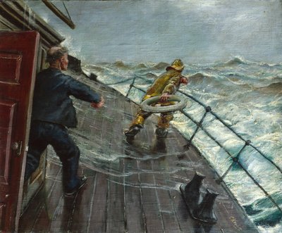 Homem ao mar (óleo sobre tela) de Christian Krohg