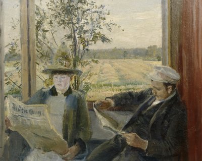 Oda Krohg reading Verdens Gang (óleo sobre tela) de Christian Krohg