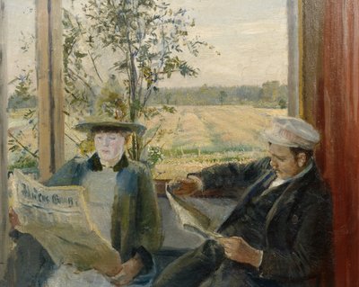 Oda a ler o jornal Verdens Gang de Christian Krohg
