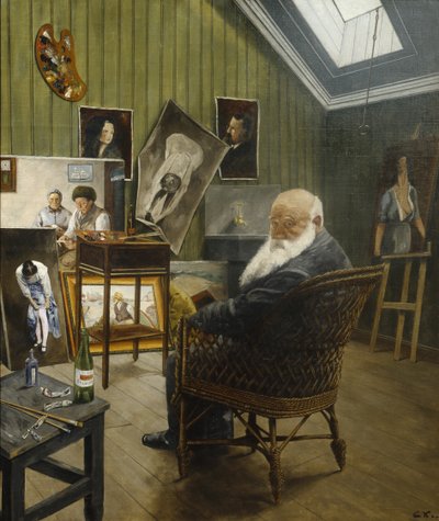 Autorretrato no estúdio (óleo sobre tela) de Christian Krohg
