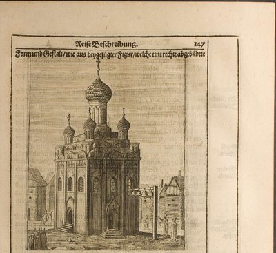 Catedral no Kremlin de Moscou Ilustração de Viagens para o Grão-Duque de Moscovo e os Parentes de Christian Lorenzen Rothgiesser