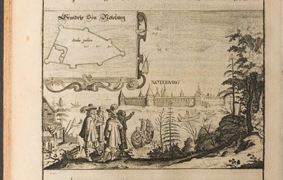 Ilustração de Nöteborg de Viagens para o Grão-Duque de Moscovo e o Rei da Pérsia por Adam Ol de Christian Lorenzen Rothgiesser