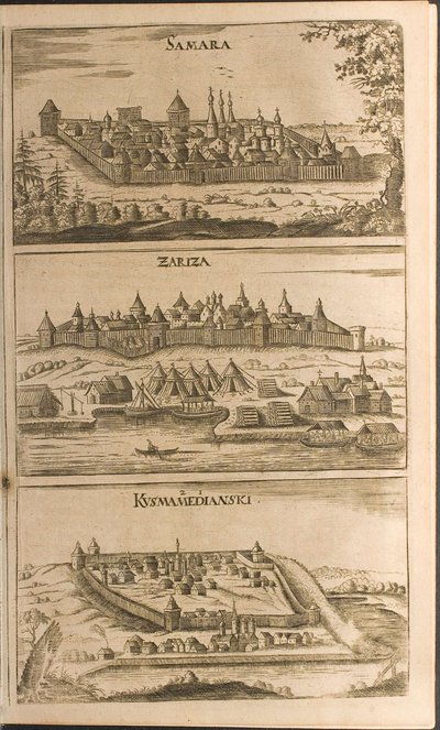 Ilustração de Samara, Tsaritsyn e Kozmodemyansk de Travels to the Great Duke of Muscovy and the de Christian Lorenzen Rothgiesser
