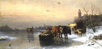Paisagem de Inverno com Gado de Christian Mali