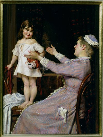 Menina com uma boneca e sua enfermeira, 1896 de Christian Pram Henningsen