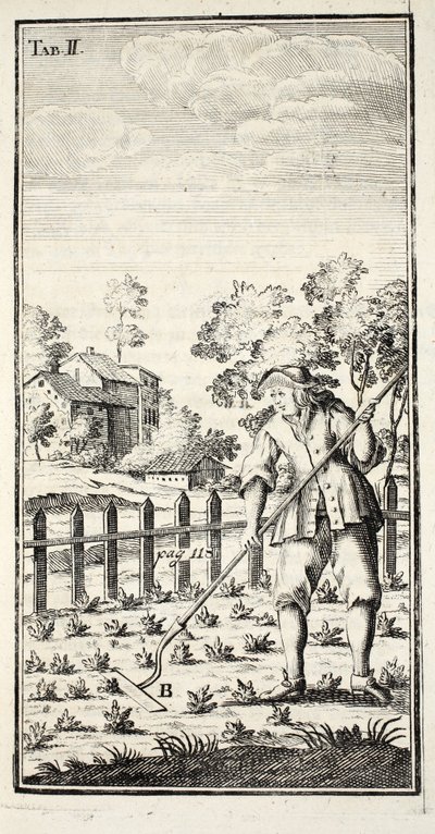 Jardineiro Hoeing, bar. Erfurt na Turíngia, 1753-55 de Christian Reicharts