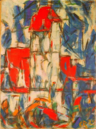 Dinkelsbühl (paisagem urbana com torre) de Christian Rohlfs