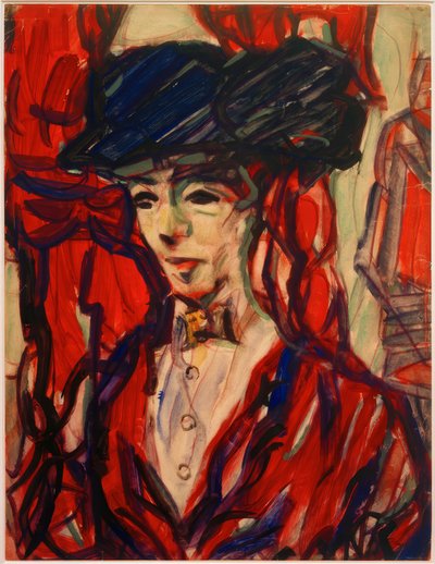 Retrato de uma mulher de chapéu de Christian Rohlfs