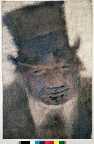 O homem com o chapéu alto Pintura com o guache e lápis por Christian Rohlfs de Christian Rohlfs
