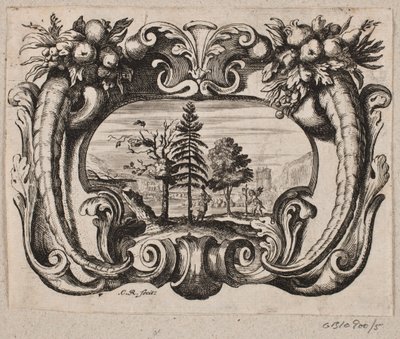 Emblema com um jardineiro e um cupido plantando uma árvore de Christian Rothgiesser