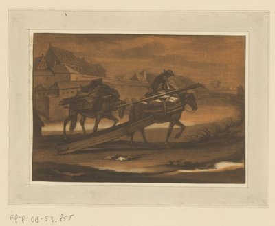 Cavaleiro com dois cavalos embalados
Cavaleiros, cavalos e batalhas (título da série) de Christian Rugendas