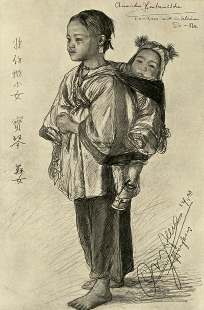 Bo-Kam e So-Ne - meninas chinesas, Hong Kong, 1898. de Christian Wilhelm Allers