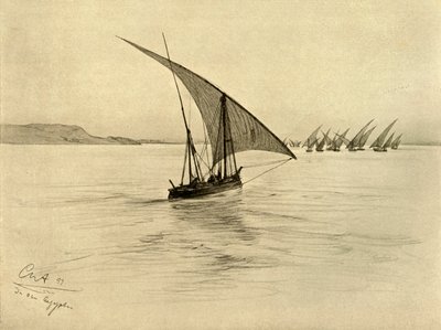 Felucas no rio Nilo, Cairo, Egito, 1898. de Christian Wilhelm Allers