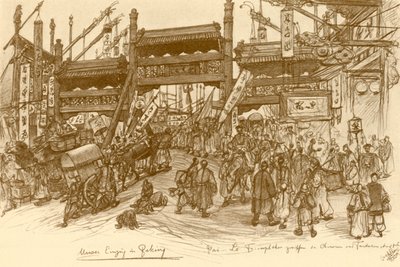 Portões em Pequim, China, 1898. de Christian Wilhelm Allers