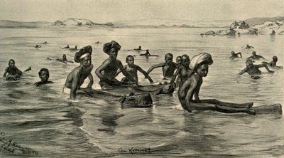 Homens no Rio Nilo na Primeira Catarata, Egito, 1898. de Christian Wilhelm Allers