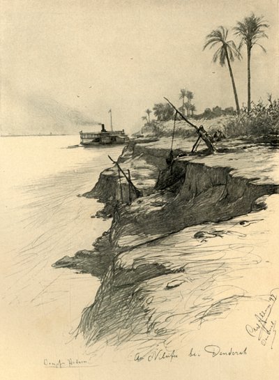 Nas margens do Nilo em Dendera, Egito, 1898. de Christian Wilhelm Allers