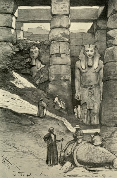 Estátuas no Templo de Luxor, Egito, 1898. de Christian Wilhelm Allers