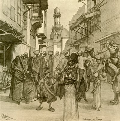 Rua no Cairo, 1898. de Christian Wilhelm Allers