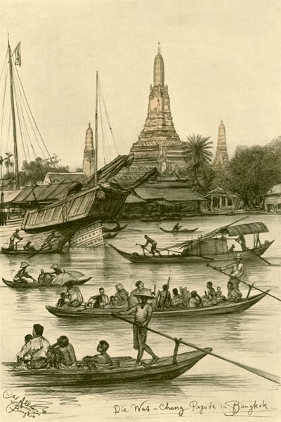 Wat Chaeng, Bangkok, Sião, 1898. de Christian Wilhelm Allers