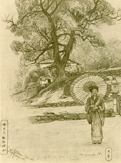 Mulher com guarda-sol, Nagasaki, Japão, 1898. de Christian Wilhelm Allers