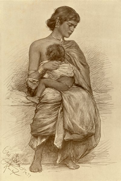 Jovem mãe, Kandy, Ceilão, 1898. de Christian Wilhelm Allers