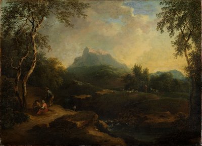 Paisagem montanhosa com um ribeiro de Christian Wilhelm Ernst Dietrich