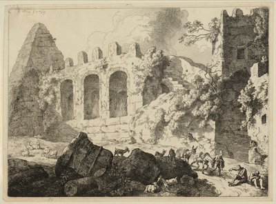 Grande paisagem com uma pirâmide de Christian Wilhelm Ernst Dietrich