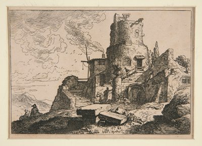 paisagem com torre de Christian Wilhelm Ernst Dietrich