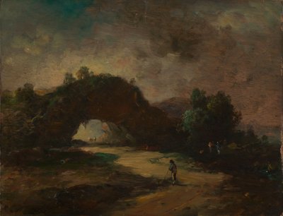 Paisagem com um arco rochoso coberto de arbustos de Christian Wilhelm Ernst Dietrich