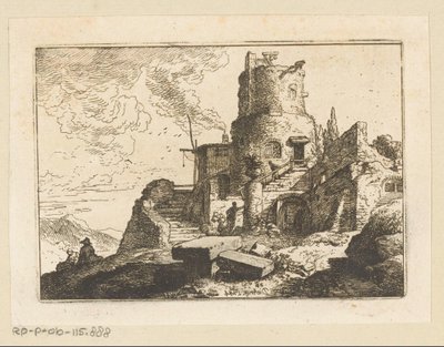 Paisagem com torre de vigia de Christian Wilhelm Ernst Dietrich