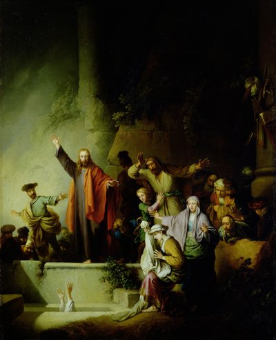 A Ressurreição de Lázaro (óleo sobre tela) de Christian Wilhelm Ernst Dietrich