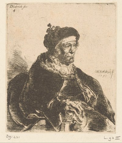 velha sentada de Christian Wilhelm Ernst Dietrich