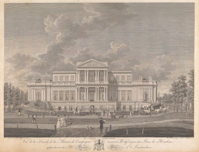 Welgelegen: Vista da Frente da Casa de Campo chamada Welgelegen em Harlem Wood, Pertencente ao Sr. Henry Hope de Amesterdão de Christian von Mechel