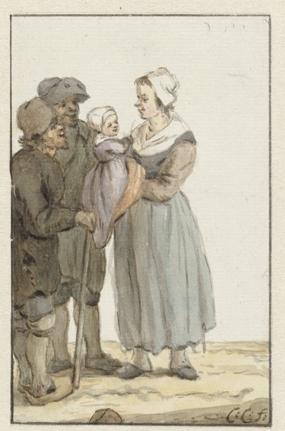Mulher com criança com dois homens de Christina Chalon