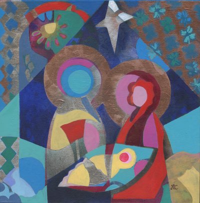 Sagrada Família, c. 2023 (acrílico sobre painel) de Christina Saj