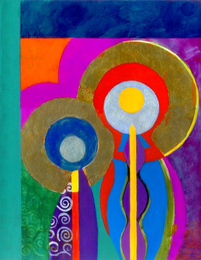 Virgem Hodegitria, c. 2010 (acrílico sobre painel com folha de ouro) de Christina Saj