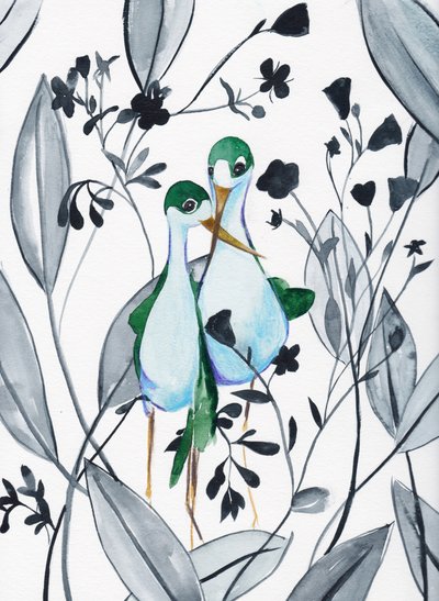 Pássaros verdes na natureza de Christine Lindstrom