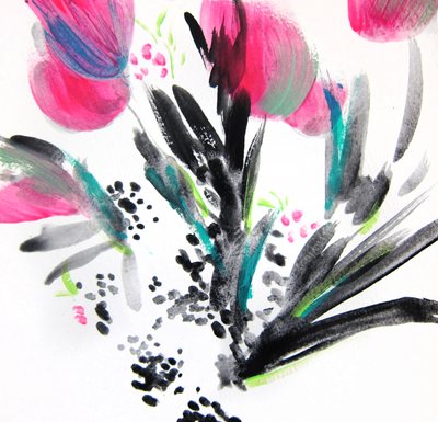 Abstrato floral vibrante de Christine Lindstrom